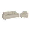 SITZGARNITUR 3+1 Alma Beige Cord - Beige/Braun, Holz/Textil (210/81/93cm) - S-Style Möbel
