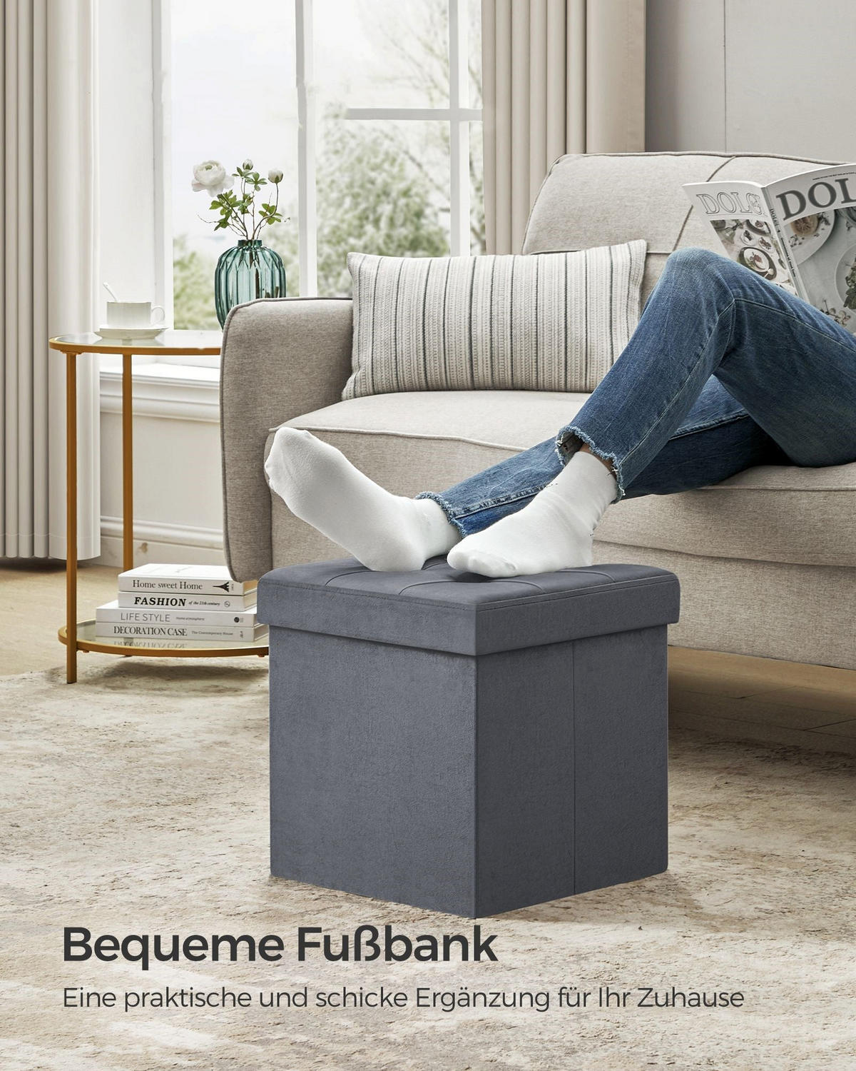 SITZBANK GABORONE - Grau, Holzwerkstoff (38/38/38cm) - Hansiro