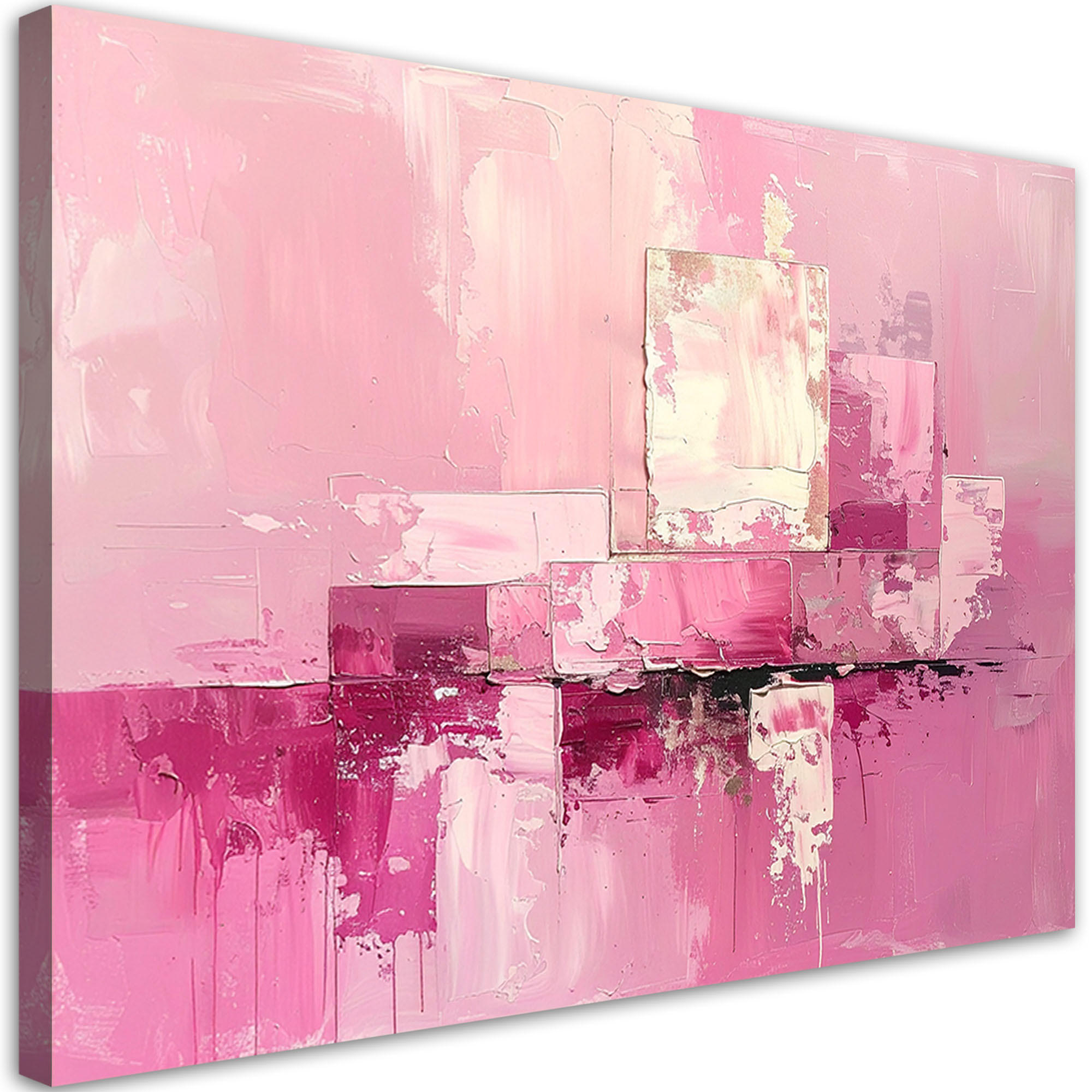 BILD auf Leinwand, Rosa Abstrakt Textur im Boho Stil - Rosa, Textil (90/60cm) - Feeby