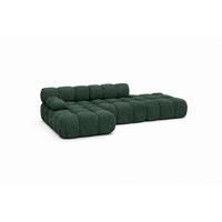 ECKSOFA L-Form Modular Mit Hocker, Bouclé-Stoff Abriamo, Dunkelgrün, Links, Selia - Dunkelgrün, Holz (285/160cm) - Kaiser Möbel
