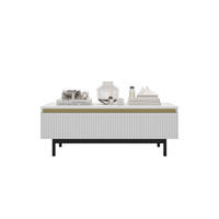 COUCHTISCH Selene Weiß matt 109 cm mit Metallrahmen - Schwarz/Weiß, Holzwerkstoff/Metall (50/109/39cm) - Meble Lindner