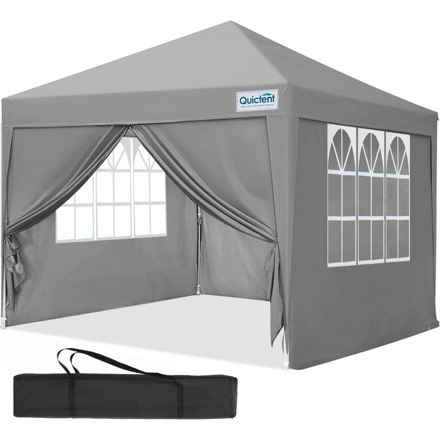 FALTPAVILLON 3 x 3 m Grau wasserdicht mit Seitenwänden UV-Schutz 50+ - Grau, Textil (294/265/294cm)