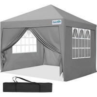 FALTPAVILLON 3 x 3 m Grau wasserdicht mit Seitenwänden UV-Schutz 50+ - Grau, Textil (294/265/294cm)