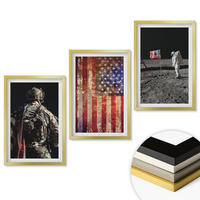 WANDBILDER 3er Set - 40x60 cm Goldrahmen - Amerikanische Symbole, USA-Flagge - Goldfarben, Kunststoff (40/60cm) - ArtPrintCave