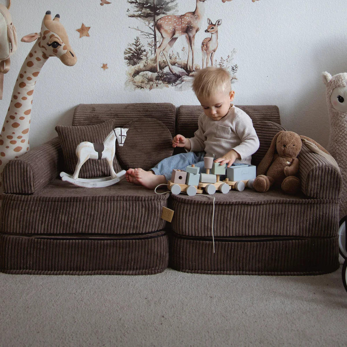 KINDERSOFA AESTHETIC 120 cm Cord Braun 10 Stk - Braun, Textil (60/12.5/120cm) - MeowBaby