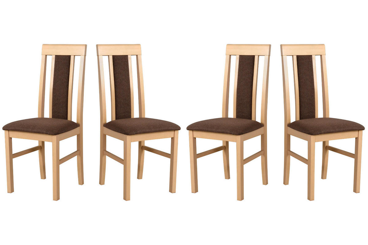 ESSZIMMERSTUHL, Set 4x "Nilo 2" , sonoma, soro 28,  - Braun/Sonoma Eiche, Holz (43/94/40cm) - Leaf Design