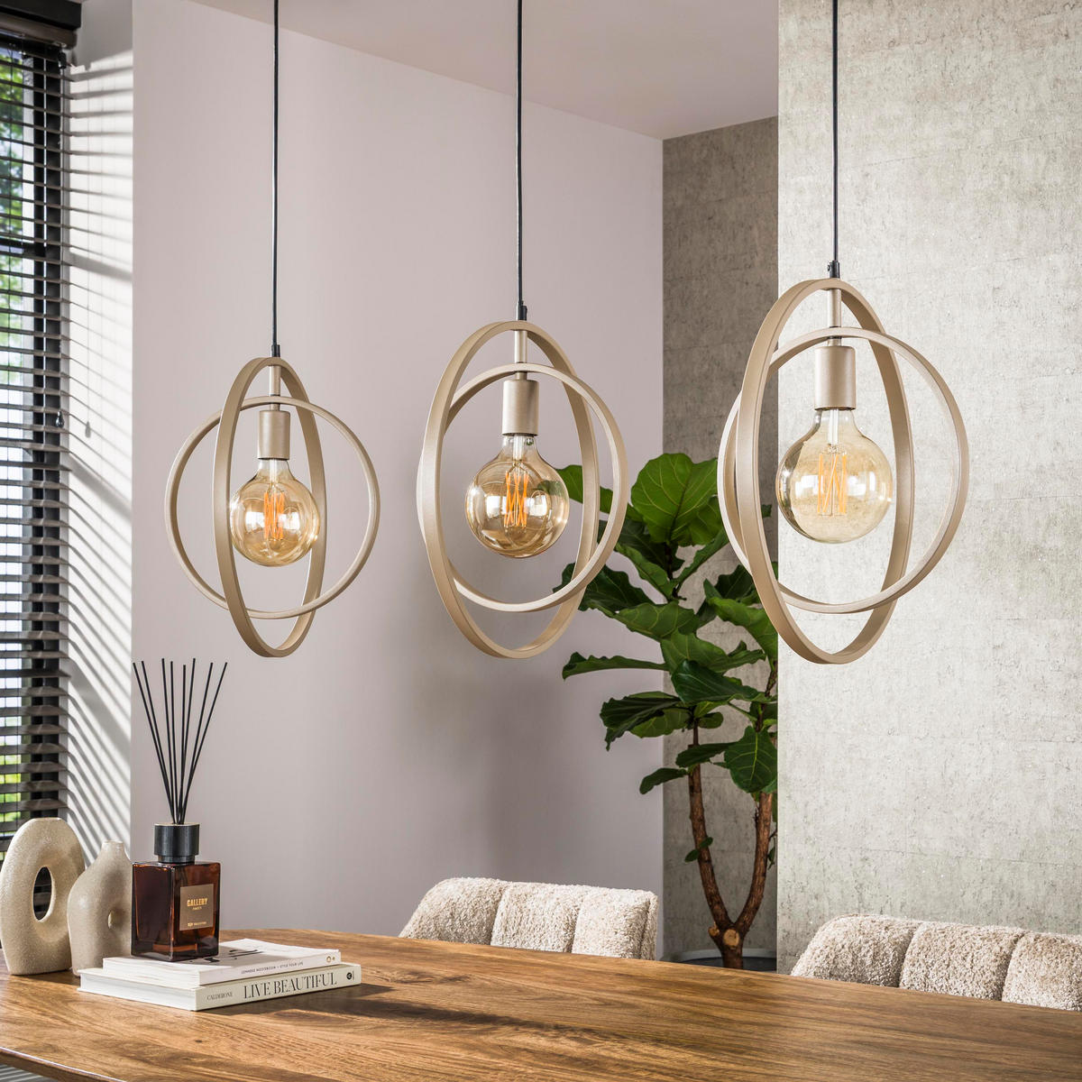 HÄNGELAMPE Turn - Beige - 30/130/150 cm - Beige, Metall (130/8/150cm) - Hoyz Collection