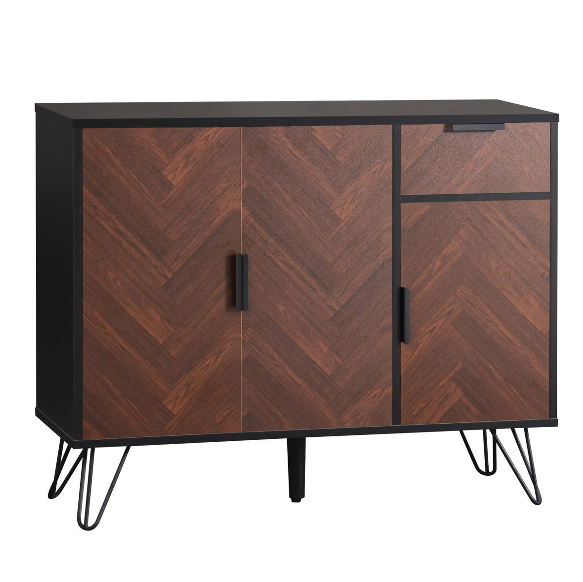SIDEBOARD 90/30/71.5 cm Schwarz/Holzfarben aus MDF und Spanplatte mit Schublade - Naturfarben, Holzwerkstoff (30/71.5/90cm) - OKMYHOME