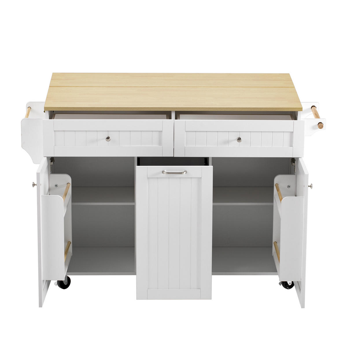 KÜCHENINSEL 140x40-70x92 cm Weiß mit Ausziehbarer Arbeitsplatte und Multifunktionsschubladen - Weiß, Holz/Holzwerkstoff (140/92/40cm) - Oxeza