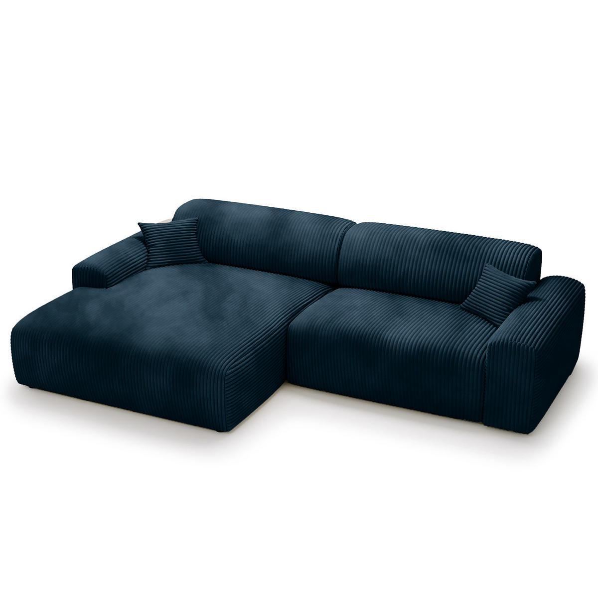 ECKSOFA mit Longchair - Cord - Blaugrau/Schwarz, Kunststoff/Textil (284/178cm) - home24