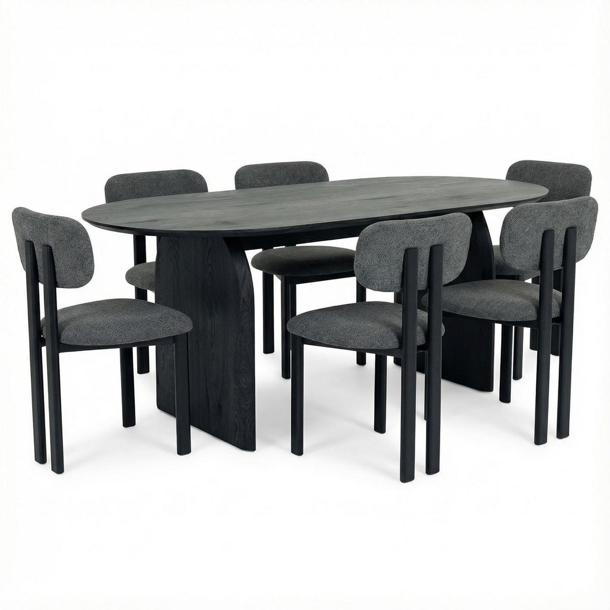 ESSGRUPPE MALA FRANCA 7er Set schwarz - Schwarz, Holzwerkstoff - IDIMEX