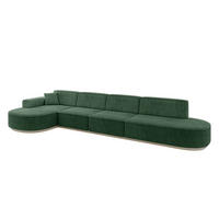ECKSOFA Ottomane Links MARI-L3-v1 - 413x171x83 cm Grün Cord - Grün, Holzwerkstoff/Textil (413/171cm) - ALTDECOR