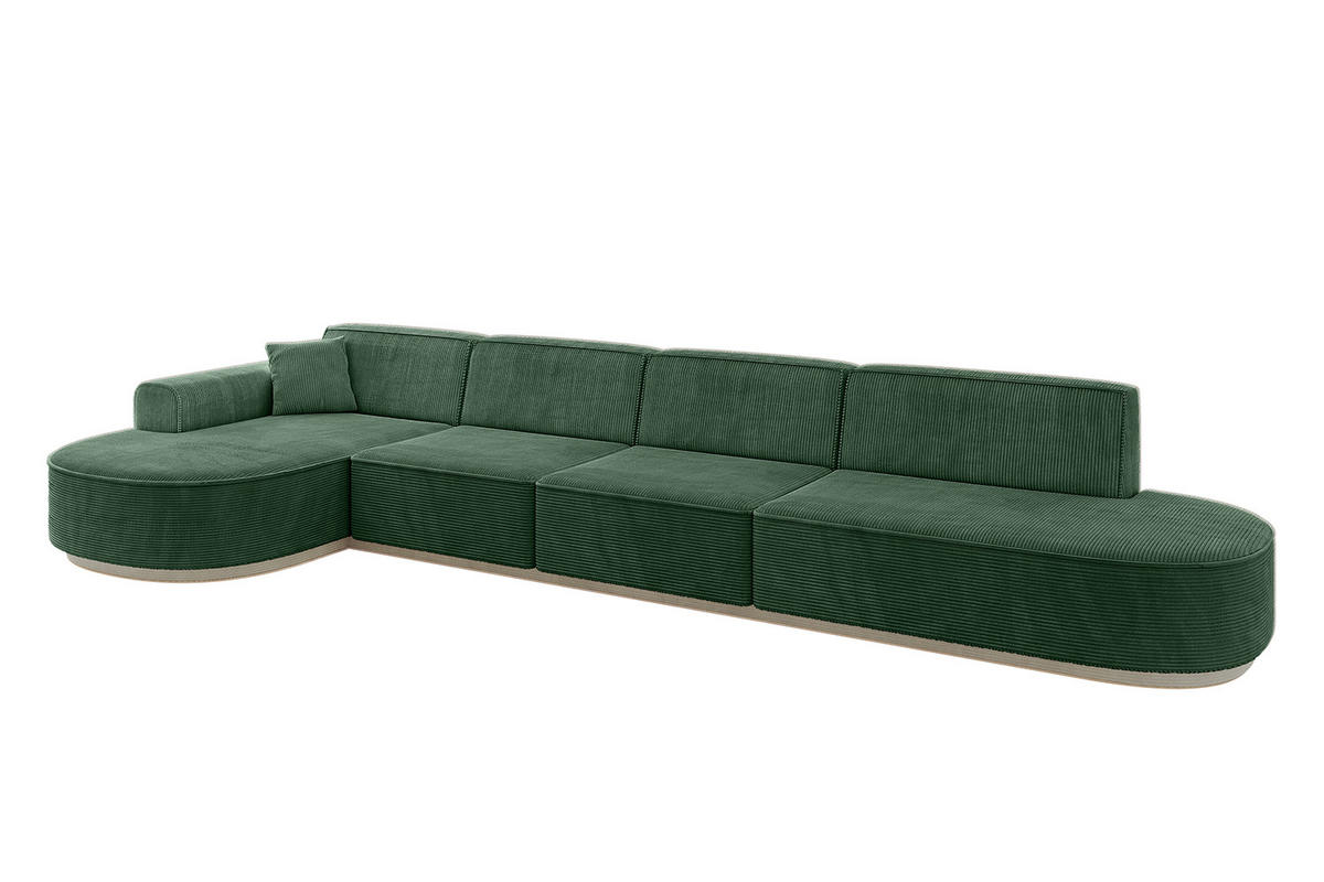 ECKSOFA Ottomane Links MARI-L3-v1 - 413x171x83 cm Grün Cord - Grün, Holzwerkstoff/Textil (413/171cm) - ALTDECOR
