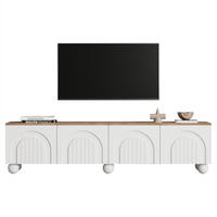 TV-ELEMENT in Weiß TV-Ständer mit 4 Schränken und 6 Kugelfuß Metallbeinefür Fernseher um 80 Zoll, B180/T40/H45cm - Eichefarben/Weiß, Holzwerkstoff/Metall (180/45/40cm) - STILVORA