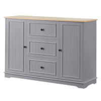 SIDEBOARD 126×40×86 cm aus MDF mit geschwungener Sockelleiste & runden Metallgriffen, grau - Grau, Holzwerkstoff (40/86/126cm) - Luhomfu