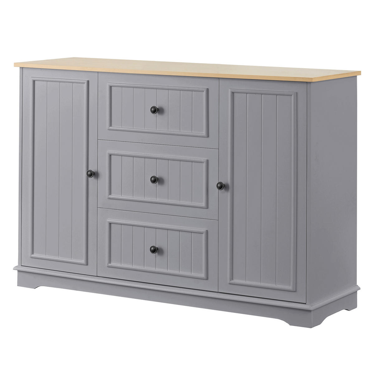 KOMODA se 3 zásuvkami a dvířky v designu lednice - šedá, kompozitní dřevo (126/86/40cm) - Urban Meuble