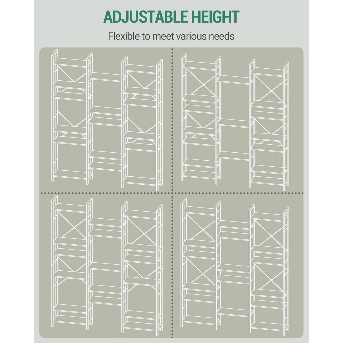 BÜCHERREGAL 6 Etagen 17 Fächer Eiche-Weiß 152 x 186 cm - Weiß, Holzwerkstoff (152/186/24cm)