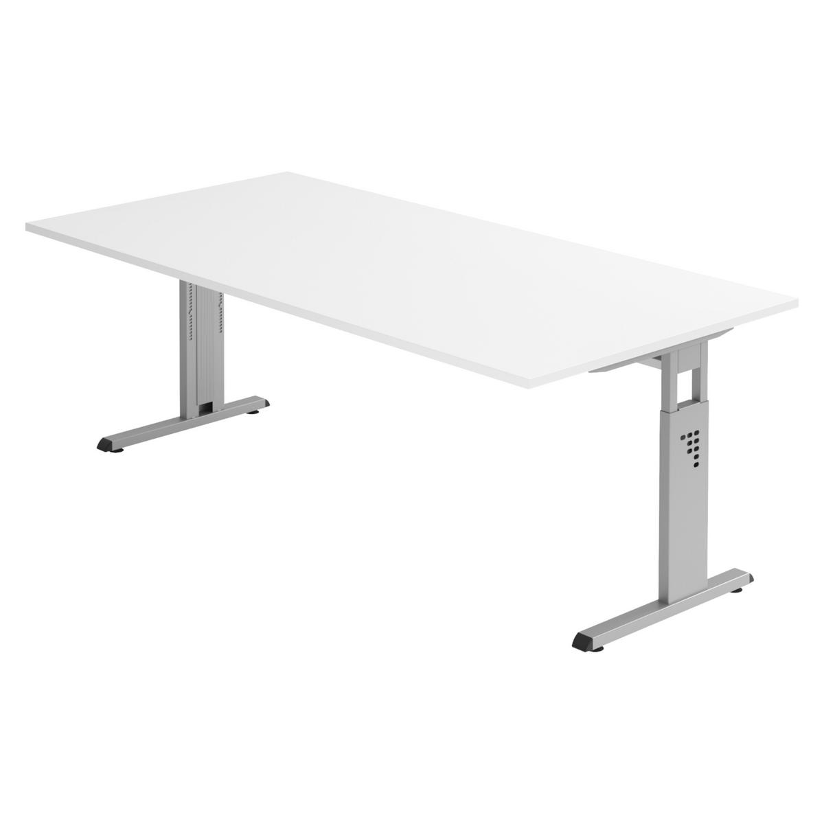 SCHREIBTISCH Serie-O 100/200/74 cm in Weiß/Silberfarben - Silberfarben/Weiß, Holzwerkstoff (100/200/74cm) - bümö