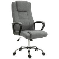 BÜROSTUHL Computerstuhl mit Wippenfunktion höhenverstellbar drehbar Leinen-Touch - Dunkelgrau, Kunststoff (62/119/76cm) - Vinsetto
