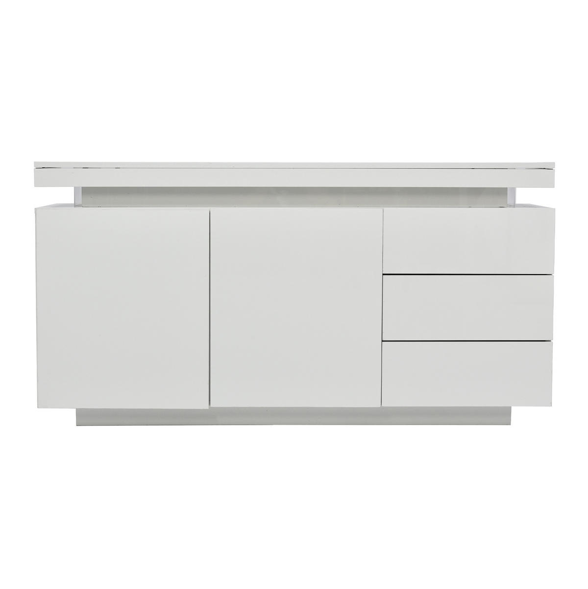SIDEBOARD mit Schubladen 140/35/72,5 cm in Weiß Hochglanz mit LED - Weiß, Holzwerkstoff (140/72.5/35cm) - BEAOK