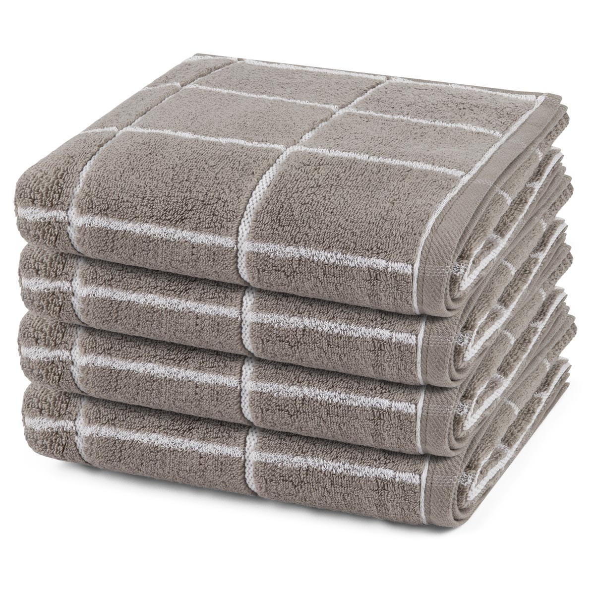 HANDTUCH Sensual Skin Karo 4er-Set - Grau, Textil (50/100cm) - Ross