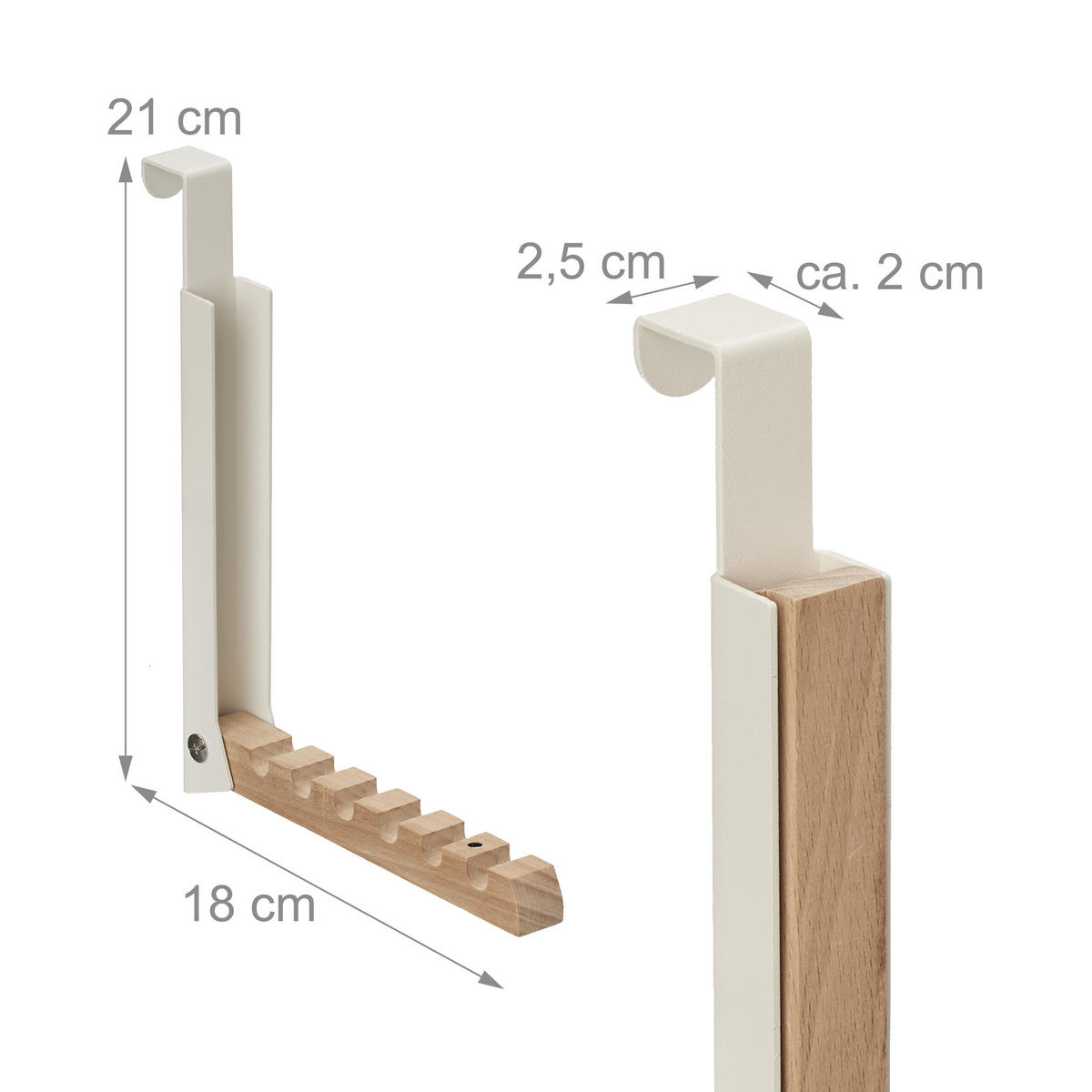 2XTÜRGARDEROBE - Multicolor, Holz/Metall (2.5/21/18cm) - Relaxdays