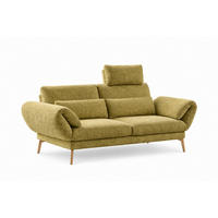 SOFA HOLLY Grün Flachgewebe - Braun/Grün, Textil/Metall (176/90/92cm) - KAWOLA