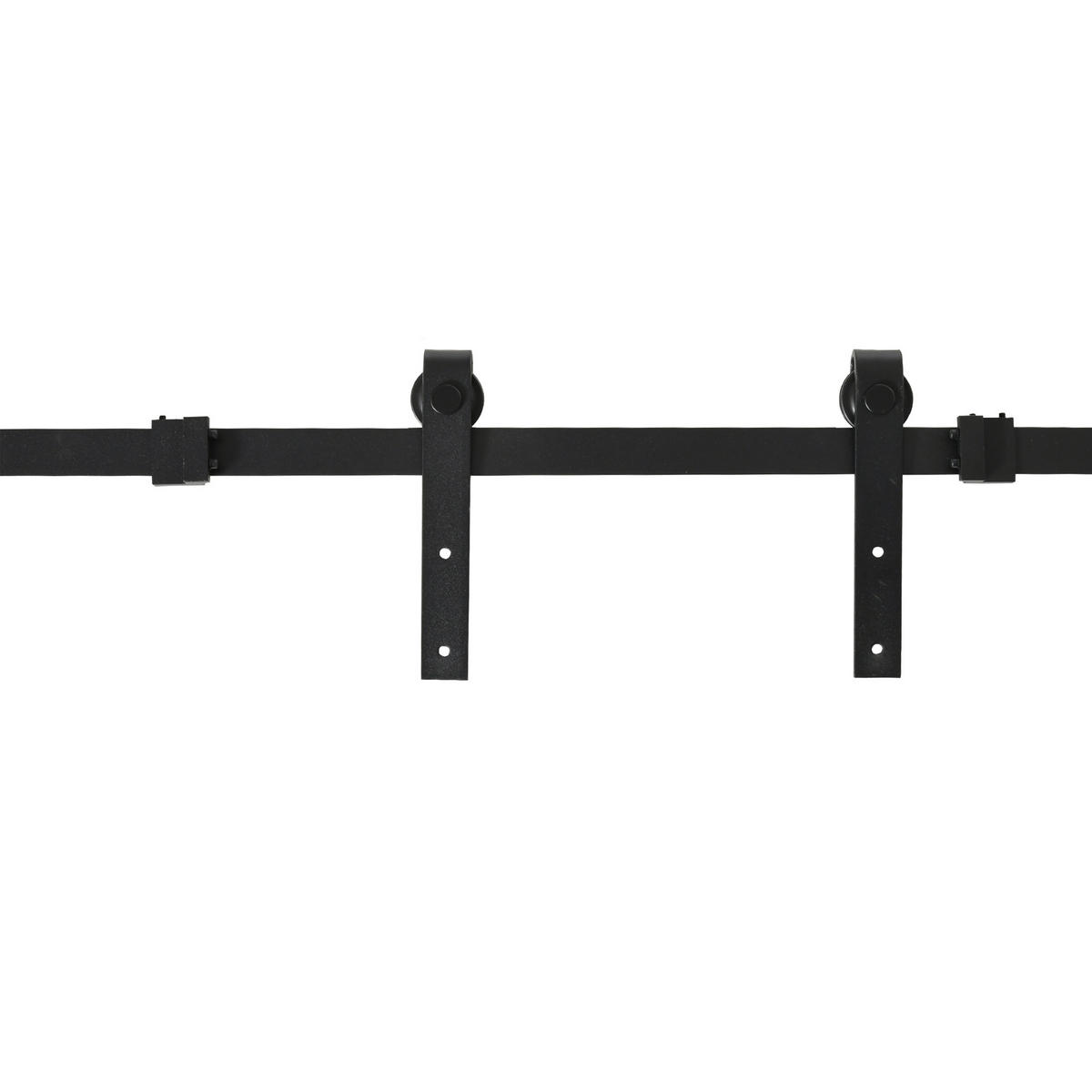 SCHIEBETÜRSYSTEM Laufschiene für doppelte Holztüren Kohlenstoffstahl Schwarz - Schwarz, Metall (0.6/18/200cm) - HOMCOM