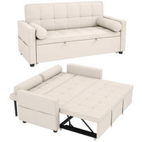 SCHLAFSOFA 2-Sitzer DE-14660 3-in-1 & 7-fach verstellbar Beige - Beige, Metall (137.5/84/80.5cm) - ComfortXL