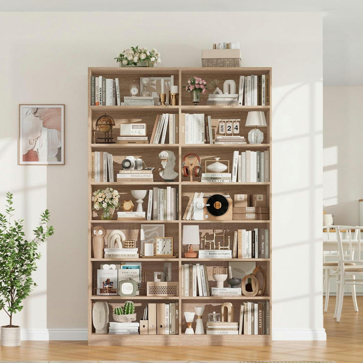 BÜCHERREGAL 212 cm Eiche 14 Fächer - Braun, Holzwerkstoff (116/212/28.5cm)