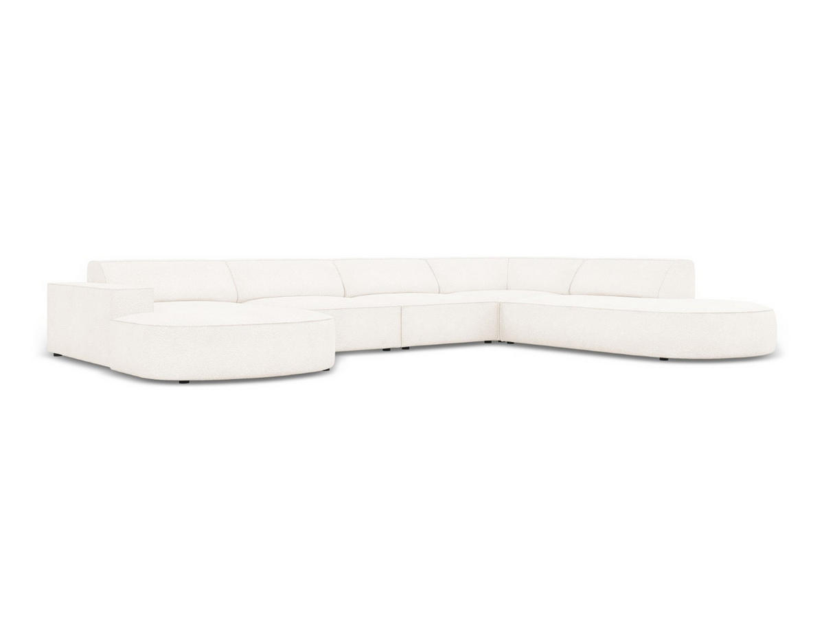 PANORAMASOFA rechts Jodie aus Boucle beige 7 Sitzplätze - Beige, Textil (262/70/364cm) - Micadoni