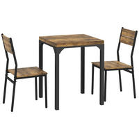 3-TEILIGE Essgruppe Küchentisch mit Metallgestell Esszimmergruppe Sitzgruppe - Braun, Holzwerkstoff (60/76/60cm) - HOMCOM
