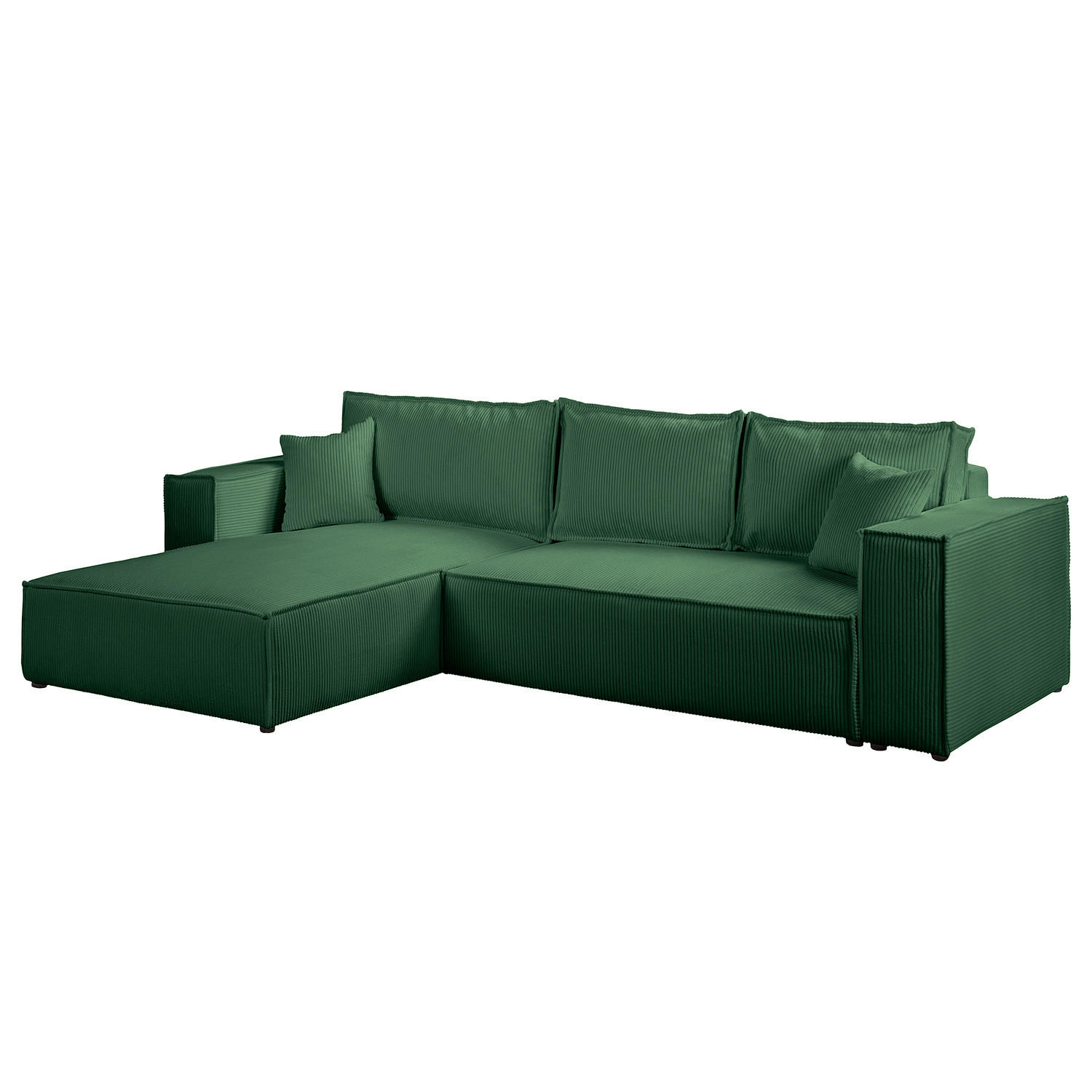 ECKSOFA mit Schlaffunktion - 290 cm - Schwarz/Grün, Kunststoff/Textil (290/185cm) - home24