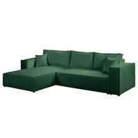 ECKSOFA mit Schlaffunktion - 290 cm - Schwarz/Grün, Kunststoff/Textil (290/185cm) - home24
