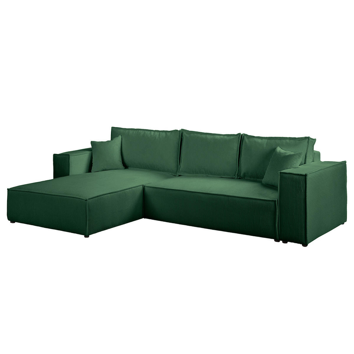 ECKSOFA mit Schlaffunktion - 290 cm - Schwarz/Grün, Kunststoff/Textil (290/185cm) - home24