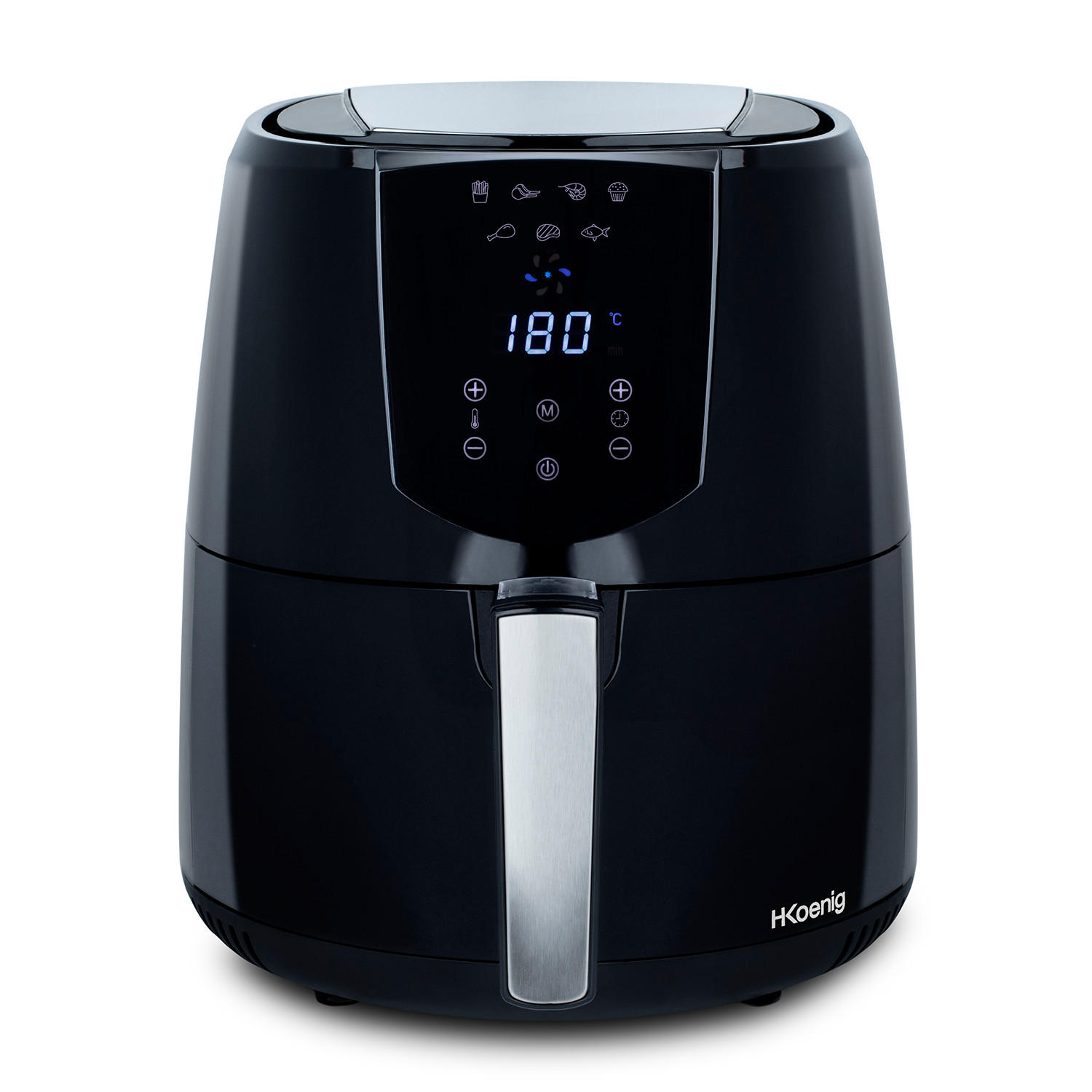 AIRFRYER FRY800, Schwarz, Fritteuse ohne Öl, Kapazität 4 L - Schwarz, Metall (30/34/37cm) - HKoenig