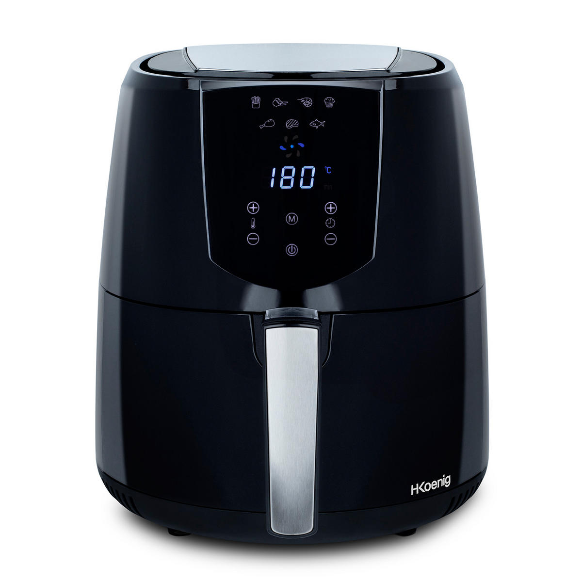 AIRFRYER FRY800, Schwarz, Fritteuse ohne Öl, Kapazität 4 L - Schwarz, Metall (30/34/37cm) - HKoenig