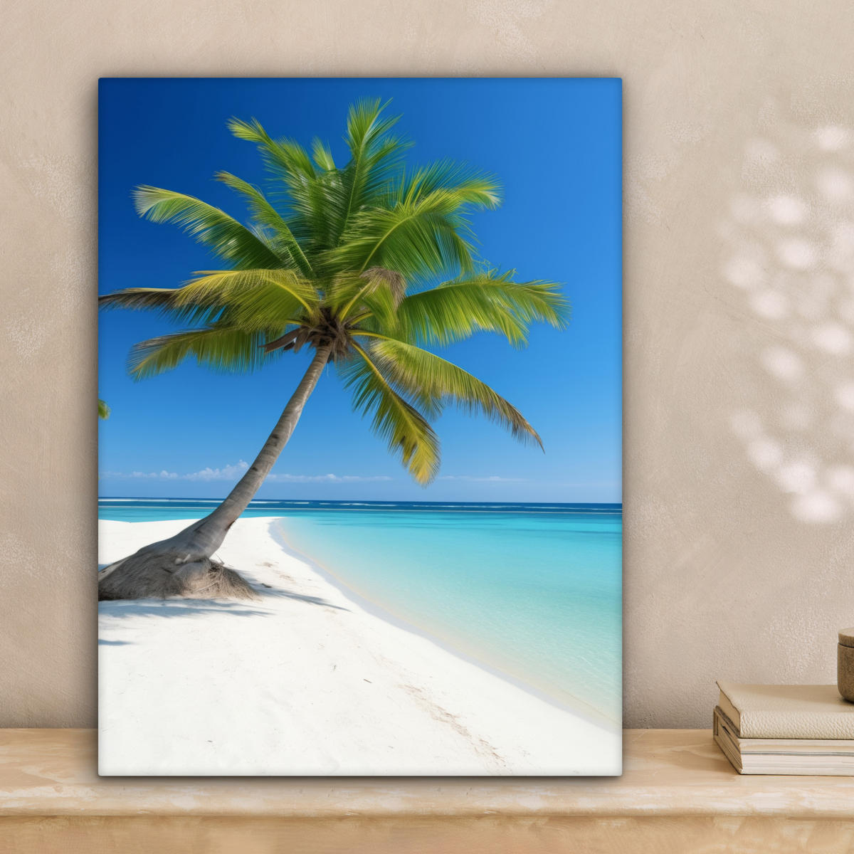 LEINWANDBILD Strand - Palme - Tropisch - Meer 30x40 cm - Grün, Textil (30/40cm) - MuchoWow