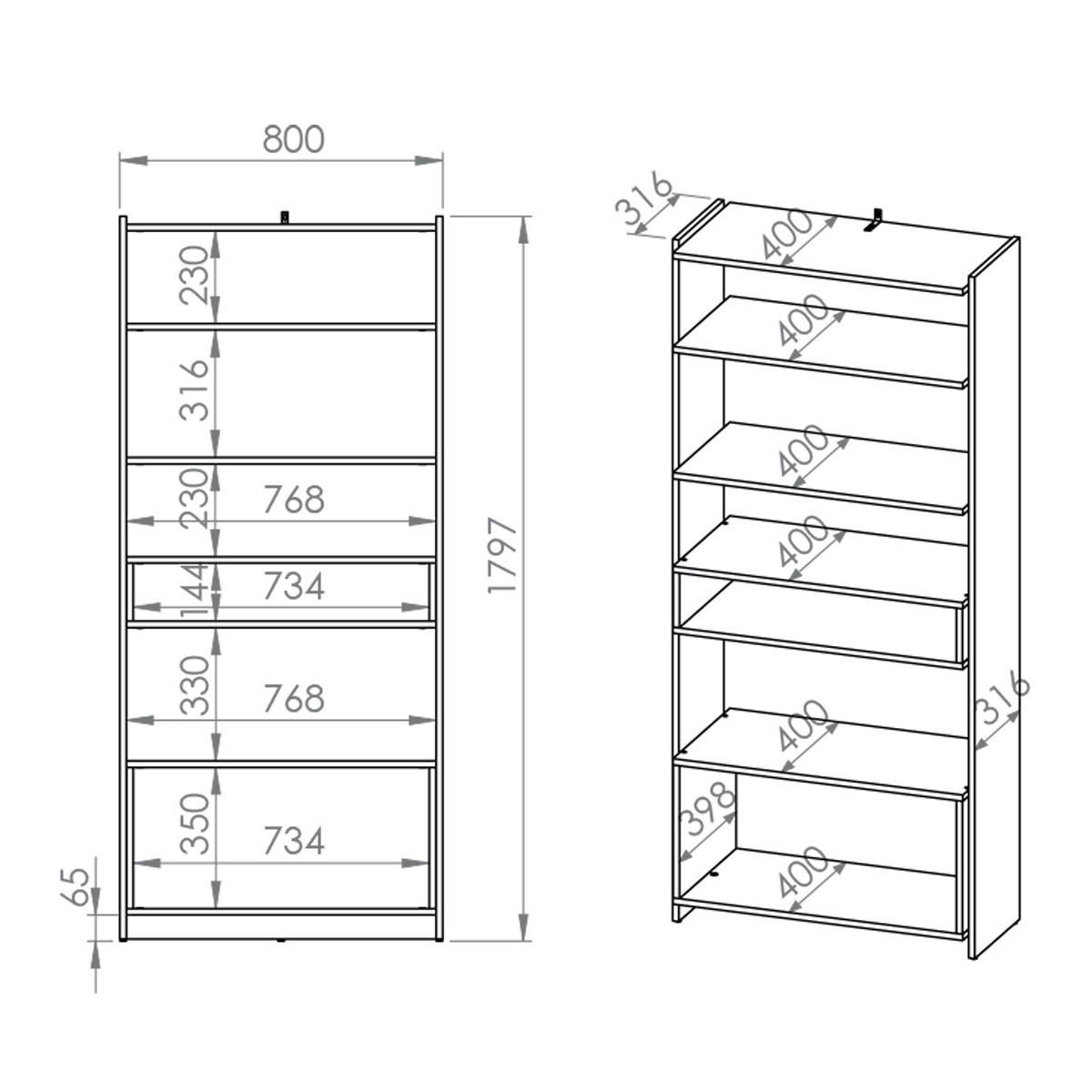 BÜCHERREGAL Tara Holz - Braun, Holzwerkstoff (80/180/40cm) - Petits-meubles