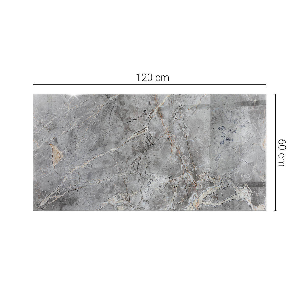 TISCHPLATTE 120x60 cm Naturmarmor Optik - Dunkelgrau, Glas (120/60/0.4cm) - TULUP