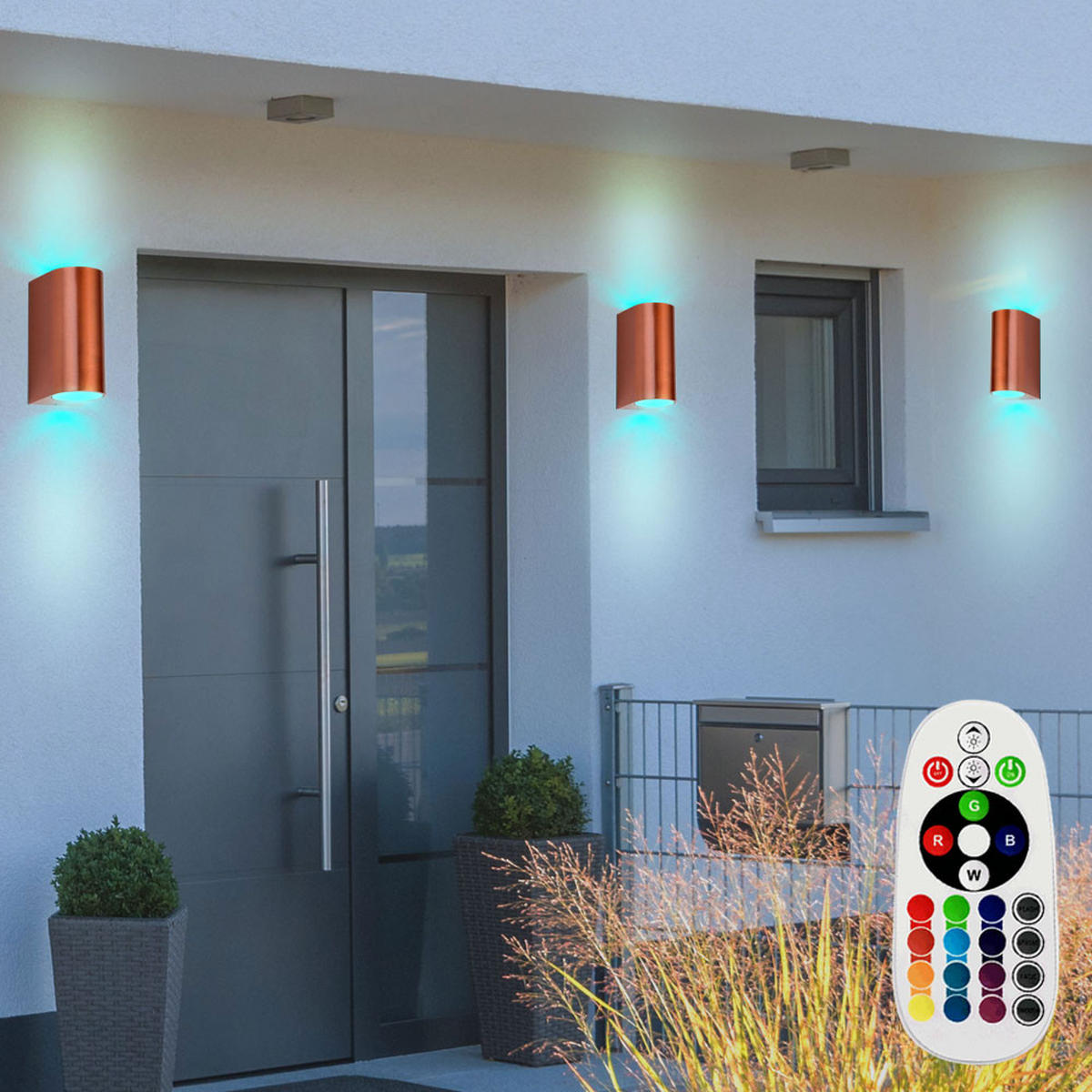 LED AUSSEN-WANDLEUCHTE Kupfer Aluminium 4er Set - Kupferfarben, Metall (6.5/14.5/9.4cm)