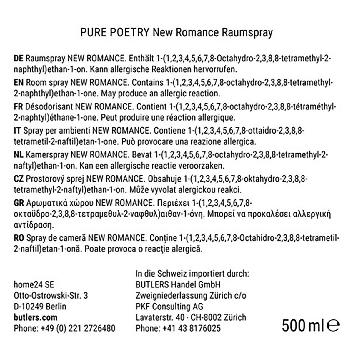 RAUMSPRAY Pure Poetry New Romance - Rosa, Glas/Kunststoff (7/21/7cm) - Butlers