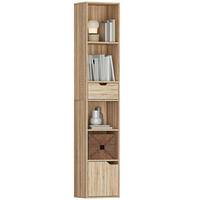 BÜCHERREGAL,4 Ebenen Schrank Schublade 30x24x158cm,holzfarbe - Beige, Holzwerkstoff (30/158/24cm) - Vallsero