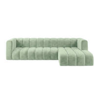 ECKSOFA Modulares In L-Form, Velvet-Stoff Riviera, Mintz, Rechts, GRAND 318 cm - Mintgrün, Holz (318/179cm) - Kaiser Möbel
