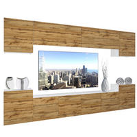 WOHNZIMMERWAND Schrankwand mit LED Wotan-Eiche - Braun, Holz (300/180/36cm) - B BELINI GROUP
