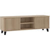 LOWBOARD Home mit 2 Türen und Lamellen, ohne Griffe, eiche Artisan - Schwarz/Eiche Artisan, Holzwerkstoff (150/50/40cm) - Beautysofa