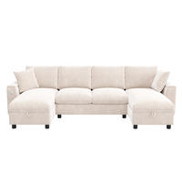 WOHNLANDSCHAFT 284/135/84 cm Beige mit aufklappbarem Stauraum, 1 USB-Anschluss und 1 Type-C-Anschluss - Beige, Textil (135/84/284cm) - Oxeza