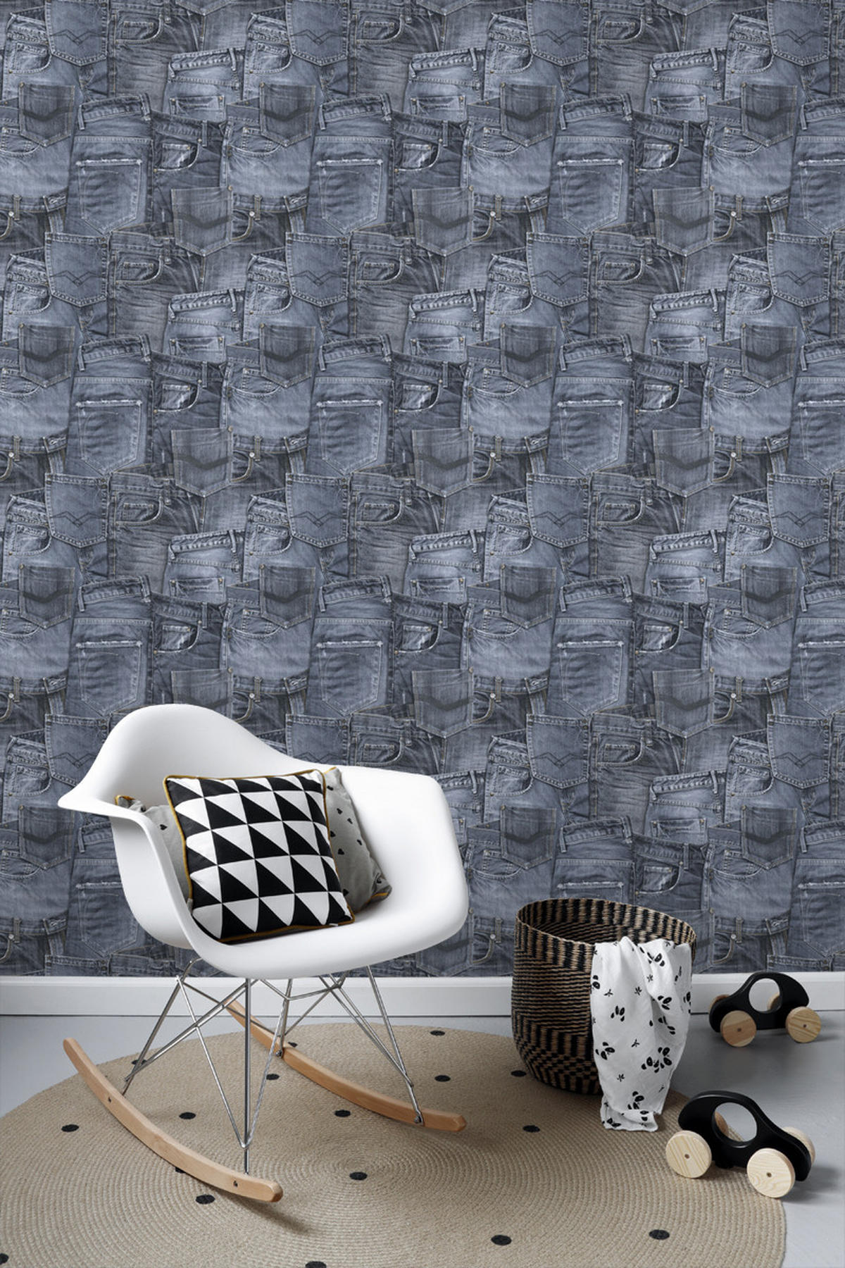 TAPETE Jeansstoff 53 cm x 10.05 m - Blau, Papier (53/1000cm) - ESTAhome
