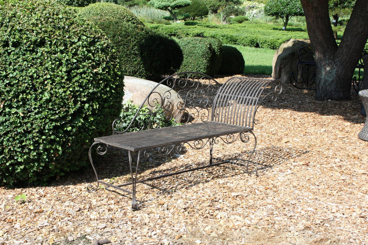 SONNENLIEGE Svea Schwarz-Braun Stahl Gartenbank Wetterfest Liegebank - Schwarz, Metall (163/87/47.5cm) - DELUKE