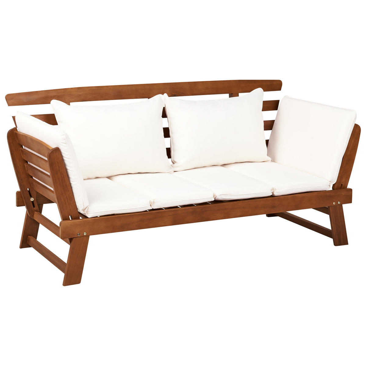 GARTENBANK 2-Sitzer Dunkler Holzfarbton Portici - Dunkelbraun/Weiß, Holz (210/82/66cm) - Beliani